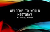 WELCOME TO WORLD HISTORY! Ms. Greenberg – Fall 2015.