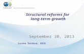 Structural reforms for long-term growth September 30, 2013 Zuzana Šmídová, OECD.