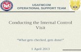Conducting the Internal Control Visit “What gets checked, gets done!” 1 April 2013 USAFMCOM OPERATIONAL SUPPORT TEAM.