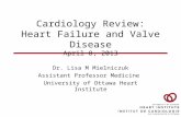 Cardiology Review: Heart Failure and Valve Disease April 8, 2013 Dr. Lisa M Mielniczuk Assistant Professor Medicine University of Ottawa Heart Institute.