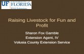 Raising Livestock for Fun and Profit Sharon Fox Gamble Extension Agent, IV Volusia County Extension Service.