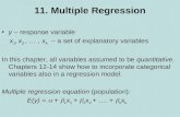 11. Multiple Regression y – response variable x 1, x 2, …, x k -- a set of explanatory variables In this chapter, all variables assumed to be quantitative.