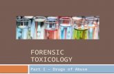 FORENSIC TOXICOLOGY Part I – Drugs of Abuse. Drug vs. Poison  A drug is a natural or synthetic substance designed to affect humans (or other animals)