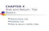 CHAPTER 4 Risk and Return- The Basics Stand-alone risk Portfolio risk Risk & return: CAPM / SML.
