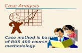 Case Analysis Case method is basis of BUS 400 course methodology.