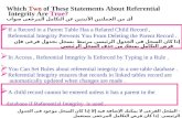 1  If a Record in a Parent Table Has a Related Child Record, Referential Integrity Prevents You From Deleting the Parent Record. إذا كان السجل فى الجدول.