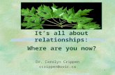 1 It’s all about relationships: Dr. Carolyn Crippen ccrippen@uvic.ca Where are you now?