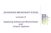 1 ADVANCED MICROSOFT EXCEL Lesson 9 Applying Advanced Worksheets and Charts Options.