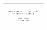 From Pixels to Features: Review of Part 1 COMP 4900C Winter 2008.