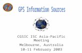 CGSIC ISC Asia-Pacific Meeting Melbourne, Australia 10-11 February 2003.