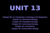 UNIT 13 Chapter 50: An Introduction to Ecology & the Biosphere Chapter 51: Behavioral Biology Chapter 52: Population Ecology Chapter 53: Community Ecology.