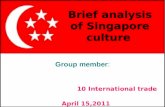 Brief analysis of Singapore culture Group member: 10 International trade April 15,2011.