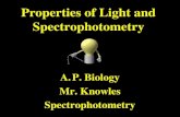 Properties of Light and Spectrophotometry A.P. Biology Mr. Knowles Spectrophotometry.
