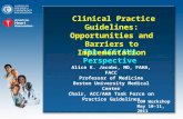 The ACC/AHA Perspective Alice K. Jacobs, MD, FAHA, FACC Professor of Medicine Boston University Medical Center Chair, ACC/AHA Task Force on Practice Guidelines.