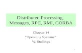 1 Distributed Processing, Messages, RPC, RMI, CORBA Chapter 14 ”Operating Systems” W. Stallings