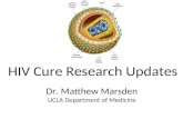 HIV Cure Research Updates Dr. Matthew Marsden UCLA Department of Medicine.