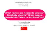 Which Factors are Related to Voluntary Simplicity Lifestyle? Green Values, Materialistic Values or Anything Else? Presentation by: Hakan KIRACI Dumlupinar.