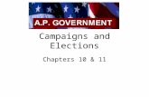 Campaigns and Elections Chapters 10 & 11. Function of the Election Choose over 500,000 public roles Contest between political parties Winner-take-all.
