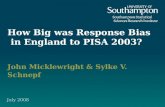How Big was Response Bias in England to PISA 2003? John Micklewright & Sylke V. Schnepf July 2008.