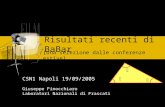 Risultati recenti di BaBar [Una selezione dalle conferenze estive] CSN1 Napoli 19/09/2005 Giuseppe Finocchiaro Laboratori Nazionali di Frascati b a g.