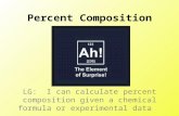 Percent Composition LG: I can calculate percent composition given a chemical formula or experimental data.