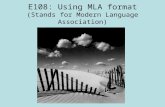 E108: Using MLA format (Stands for Modern Language Association)