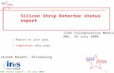 1 SSD status report – 16 July 2004 Jerome Baudot, Strasbourg STAR Collaboration Meeting BNL, 16 July 2004 Silicon Strip Detector status report  Report.