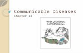 Communicable Diseases Chapter 13. Disease Any condition that interferes with the normal or proper functioning of the body or mind.