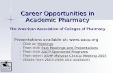 Career Opportunities in Academic Pharmacy The American Association of Colleges of Pharmacy Presentations available at:  –Click on Meetings.