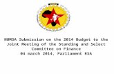 NUMSA Submission on the 2014 Budget to the Joint Meeting of the Standing and Select Committee on Finance 04 march 2014, Parliament RSA.