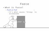 Force What is force? –Push or Pull It’s what causes “things” to accelerate 1000 kg.
