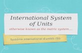 Systéme International d’unités (SI) International System of Units otherwise known as the metric system....