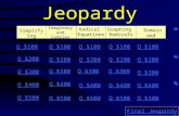 Jeopardy Simplifying Radicals Imaginary and Complex Numbers Radical Equations Graphing Radicals Domain and Range Q $100 Q $200 Q $300 Q $400 Q $500 Q.