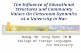 The Influence of Educational Structures and Community Values On Classroom Dynamics at a University in Hue Duong Thi Hoang Oanh, Ph.D. College of Foreign.