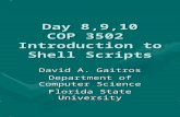 Day 8,9,10 COP 3502 Introduction to Shell Scripts David A. Gaitros Department of Computer Science Florida State University.