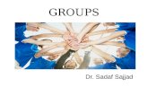 GROUPS Dr. Sadaf Sajjad. 2 Definition: Two or more individuals who are connected to one another by social relationships. Size: dyads and triads to large.