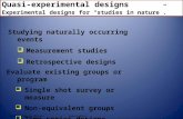 Psychology 242, Dr. McKirnanResearch Ethics Quasi-experiments Studying naturally occurring events  Measurement studies  Retrospective designs Evaluate.