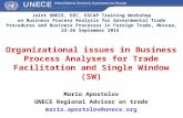 Organizational issues in Business Process Analyses for Trade Facilitation and Single Window (SW) Mario Apostolov UNECE Regional Adviser on trade mario.apostolov@unece.org.