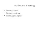Software Testing Testing types Testing strategy Testing principles.