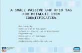A SMALL PASSIVE UHF RFID TAG FOR METALLIC ITEM IDENTIFICATION Mun Leng Ng Auto-ID Lab @ Adelaide School of Electrical & Electronic Engineering University.