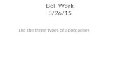 Bell Work 8/26/15 List the three types of approaches.