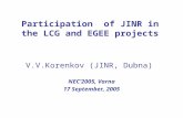 Participation of JINR in the LCG and EGEE projects V.V.Korenkov (JINR, Dubna) NEC’2005, Varna 17 September, 2005.