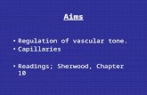 Aims Regulation of vascular tone. Capillaries Readings; Sherwood, Chapter 10.