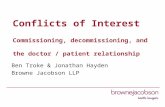 Conflicts of Interest Commissioning, decommissioning, and the doctor / patient relationship Ben Troke & Jonathan Hayden Browne Jacobson LLP.