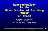 Nanotechnology in the Disinfection of Drinking Water in China Thomas Prevenslik QED Radiations Discovery Bay, Hong Kong Nano - S & T 2015 - 5th Congress.
