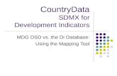 CountryData SDMX for Development Indicators MDG DSD vs. the Di Database: Using the Mapping Tool.