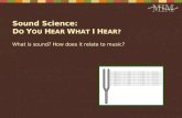 Sound Science: D O Y OU H EAR W HAT I H EAR? What is sound? How does it relate to music?
