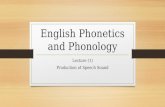 English Phonetics and Phonology Lecture (1) Production of Speech Sound.