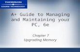 A+ Guide to Managing and Maintaining your PC, 6e Chapter 7 Upgrading Memory.