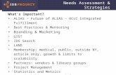 Needs Assessment & Strategies What’s Important? ALIAS – Future of ALIAS – OCLC Integrated Fulfillment Best Practices & Mentoring Branding & Marketing GIST.